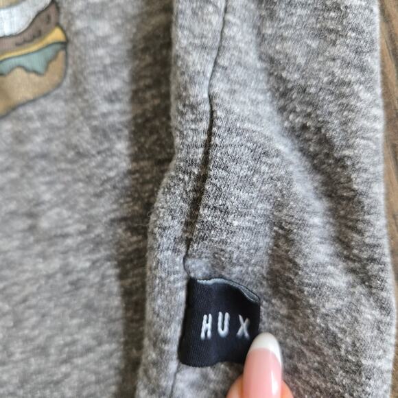 Hux Baby Kids T Shirt 8 Heathered Gray Cheeseburger Graphic Soft Thin Unisex Tee - Picture 5 of 7
